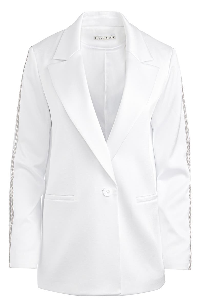 Alice + Olivia Denny Crystal Stripe Longline Blazer, Alternate, color, 