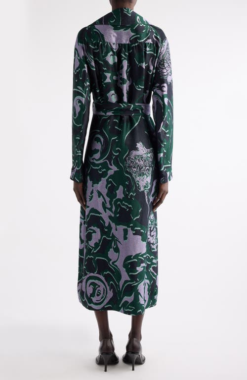 Dries Van Noten Rolanas Abstract Floral Jacquard Crepe Trench Coat In Green