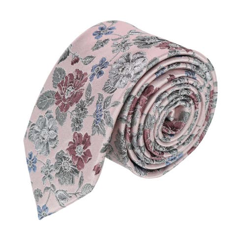 Nico Subtle Vine and Flower Patterned Silk Necktie