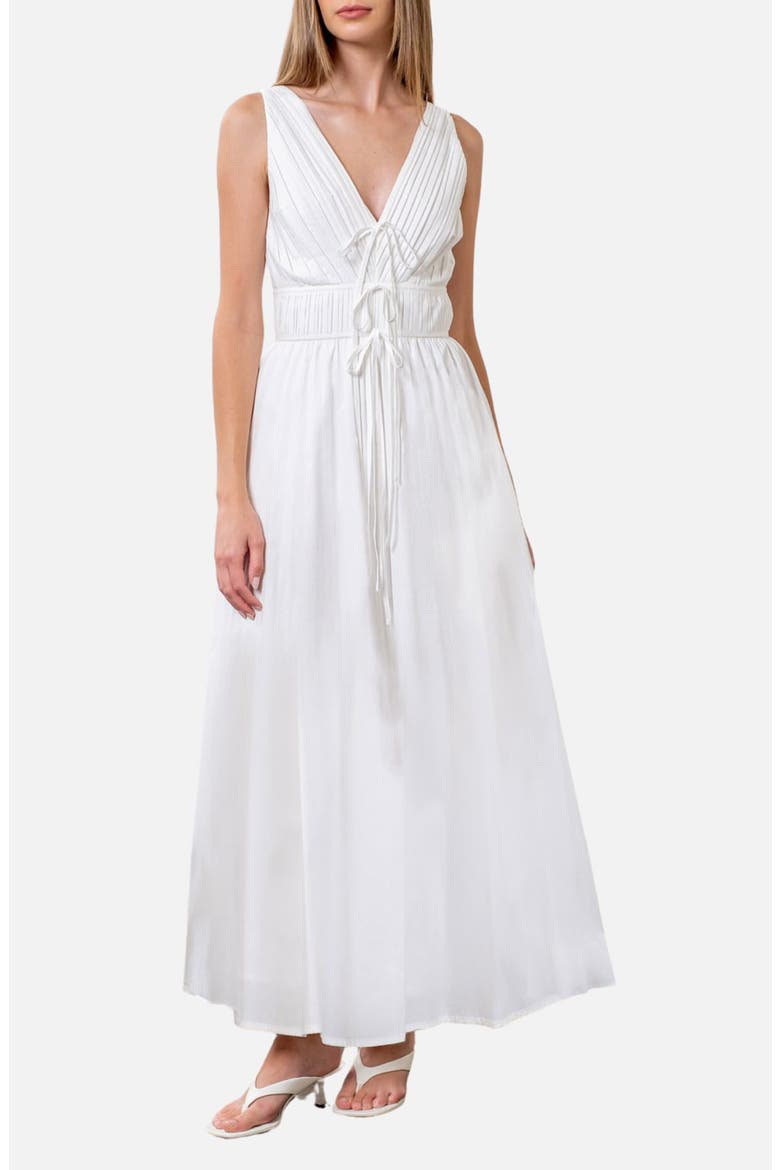 Sleeveless Pleated Sundress, Main, color, WHITE