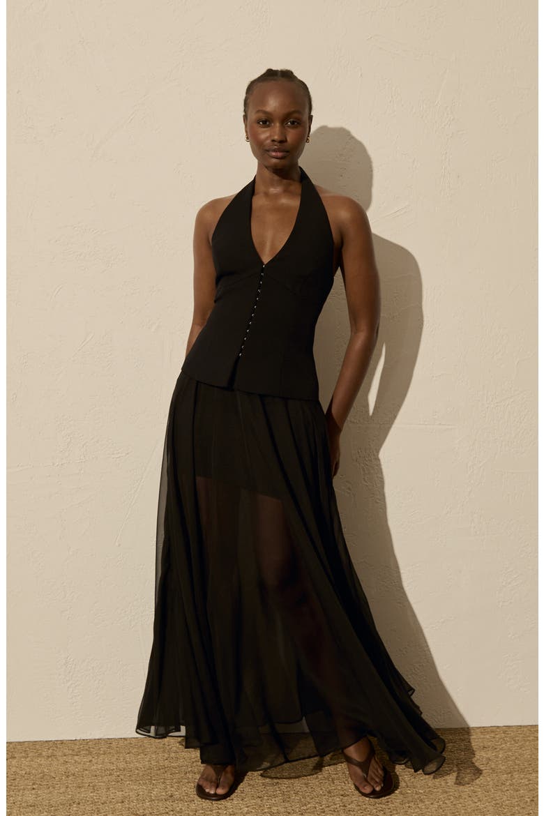 Martine Halter Maxi Dress, Alternate, color, BLACK