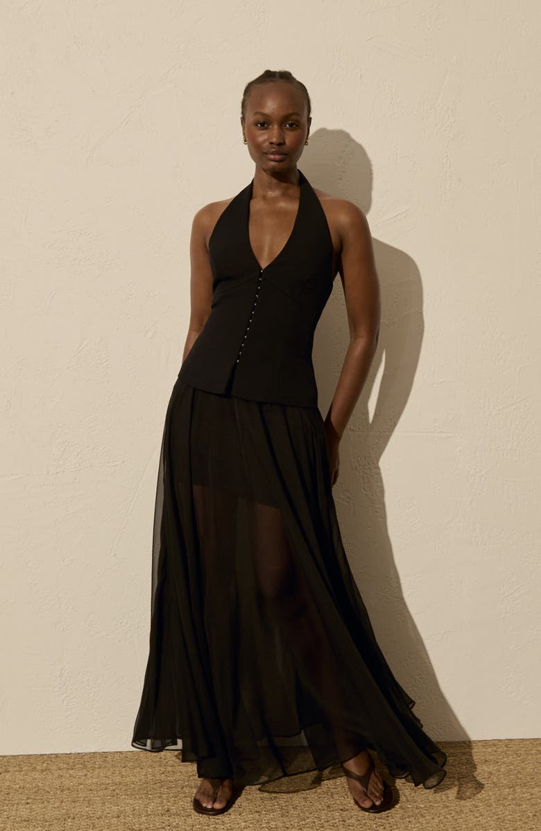 Ever New Martine Halter Maxi Dress, Alternate, color, Black