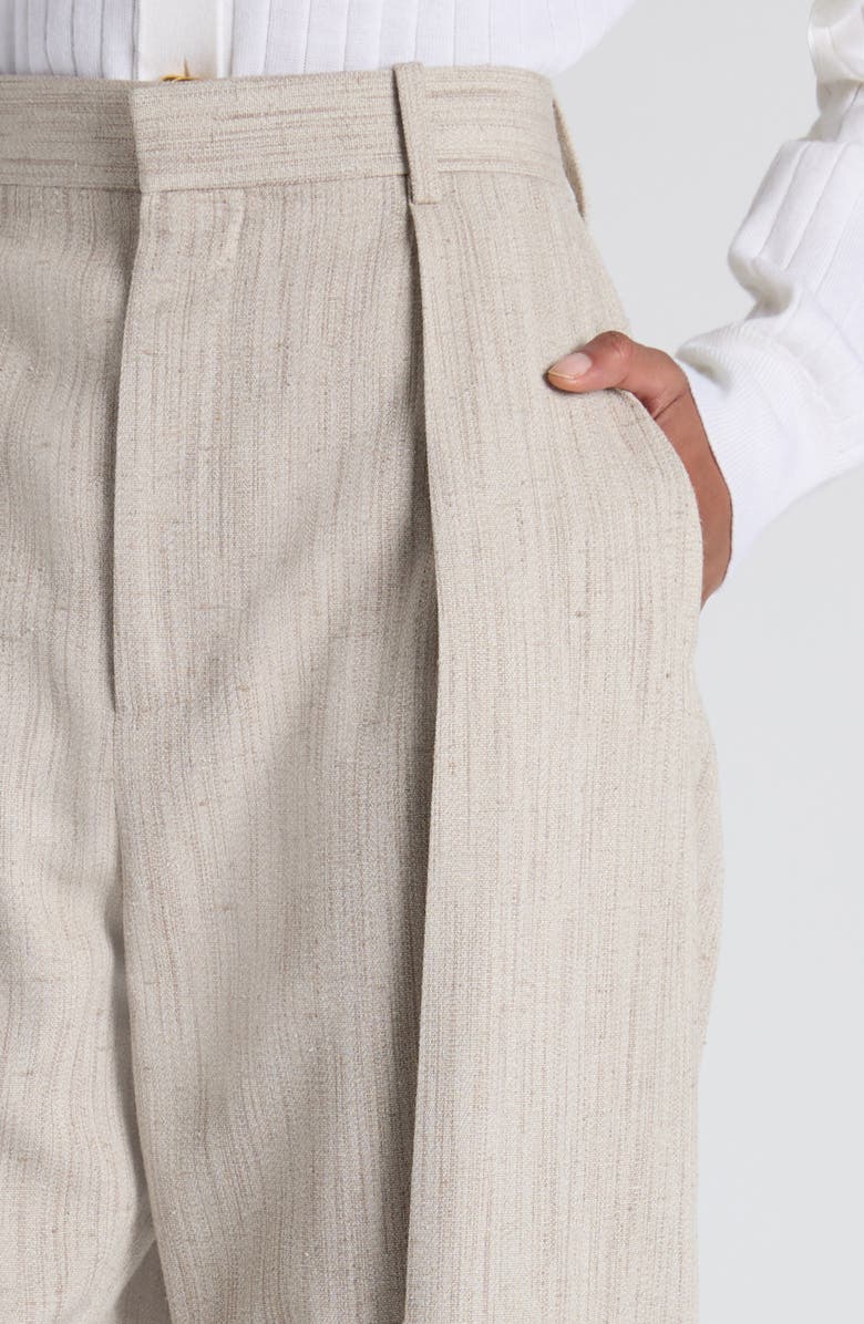Bottega Veneta Pleated High Waist Tapered Trousers, Alternate, color, 2674 Grey Putty