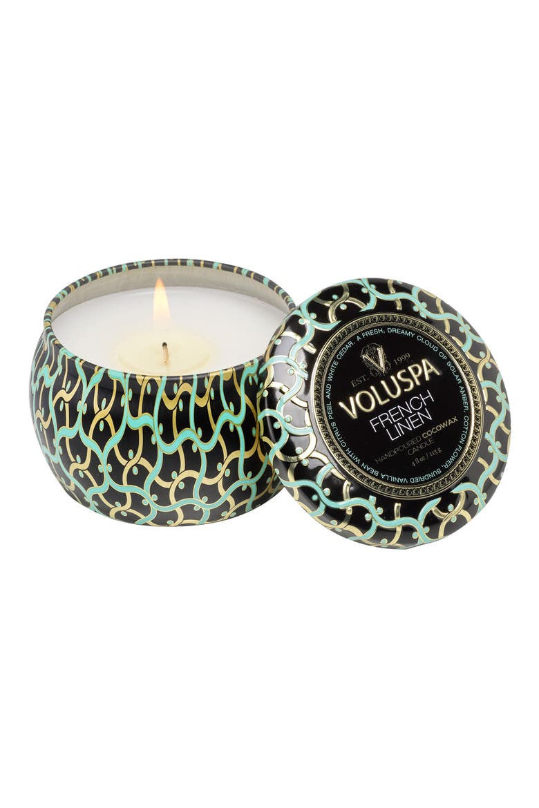 French Linen Mini Tin Candle, Alternate, color, FRENCH LINEN