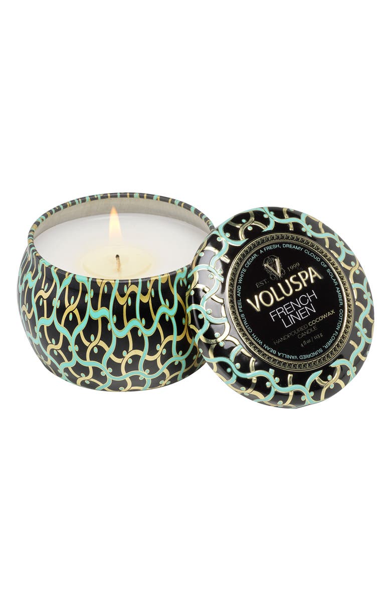 Voluspa French Linen Mini Tin Candle, Alternate, color, French Linen