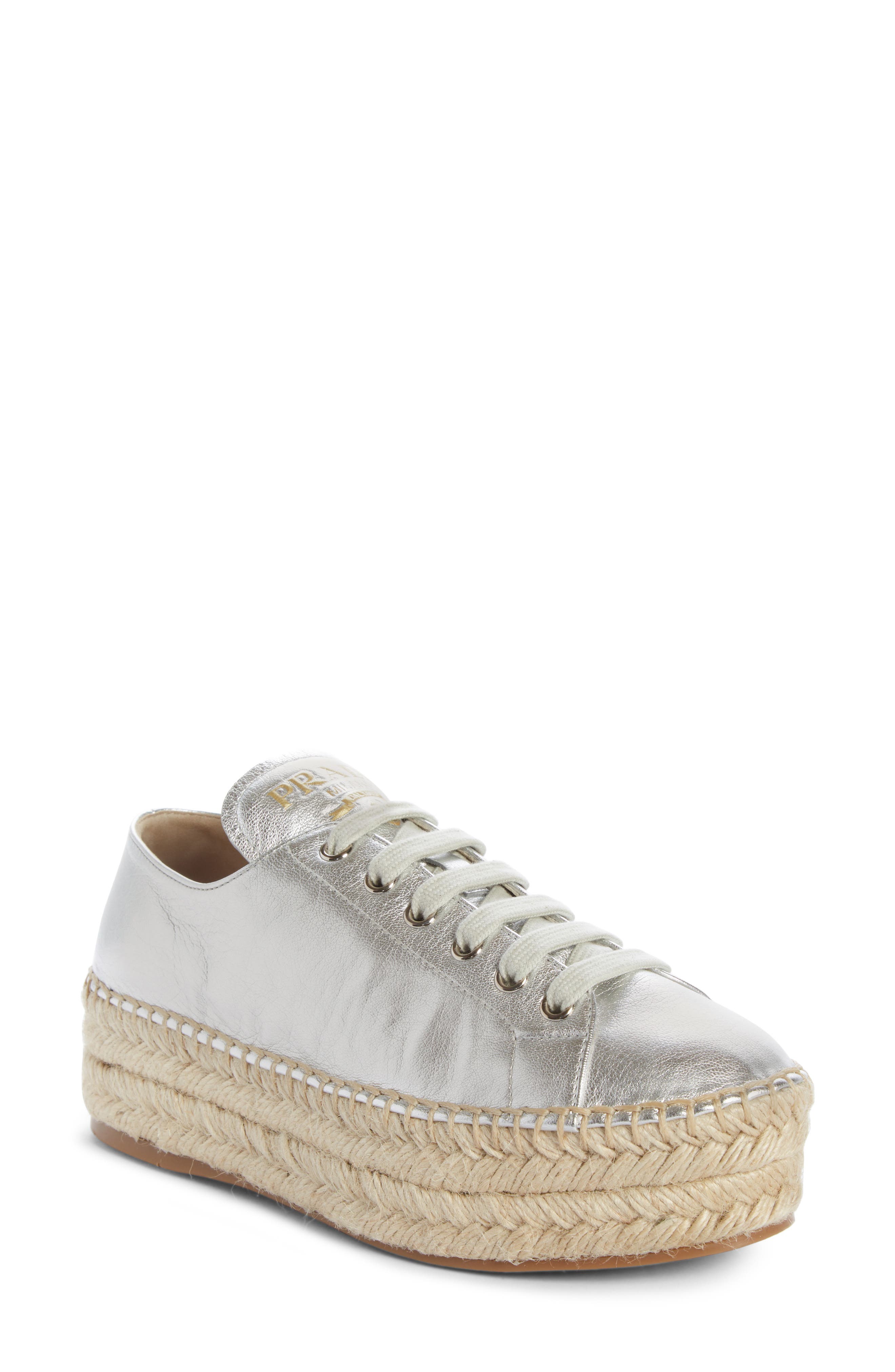 Prada Platform Espadrille Sneaker, Main, color, 