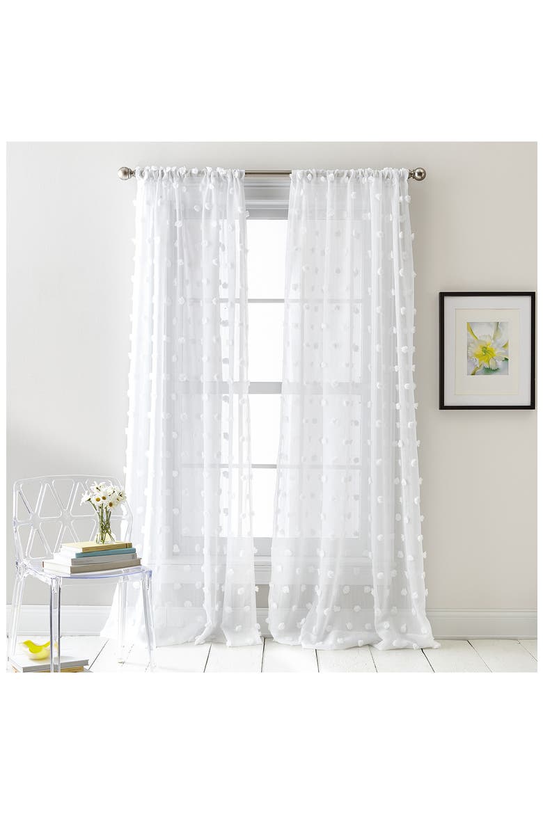 Ella Floral Print Set of 2 Poletop Curtain Panels, Alternate, color, WHITE