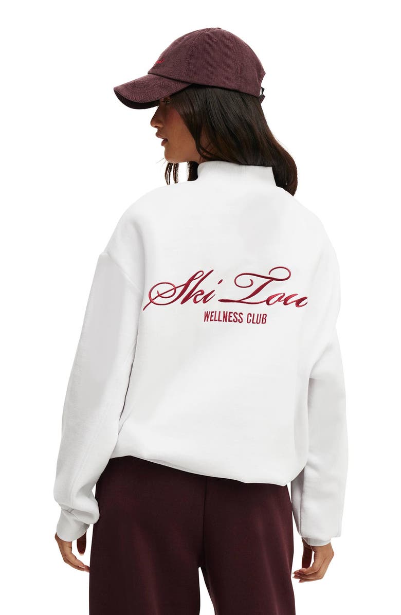 COTTON ON BODY Women
s Active Plush Mock Neck Sweatshirt, Alternate, color, White Ski