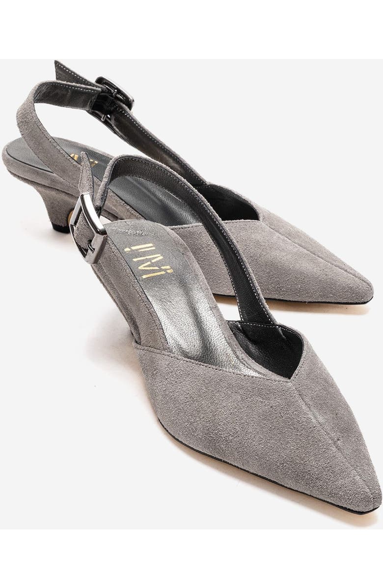 Forever & Always Shoes Dioris Leather Slingback Kitten Heel Pump, Main, color, Grey Suede