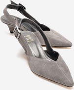 Forever & Always Shoes Dioris Leather Slingback Kitten Heel Pump