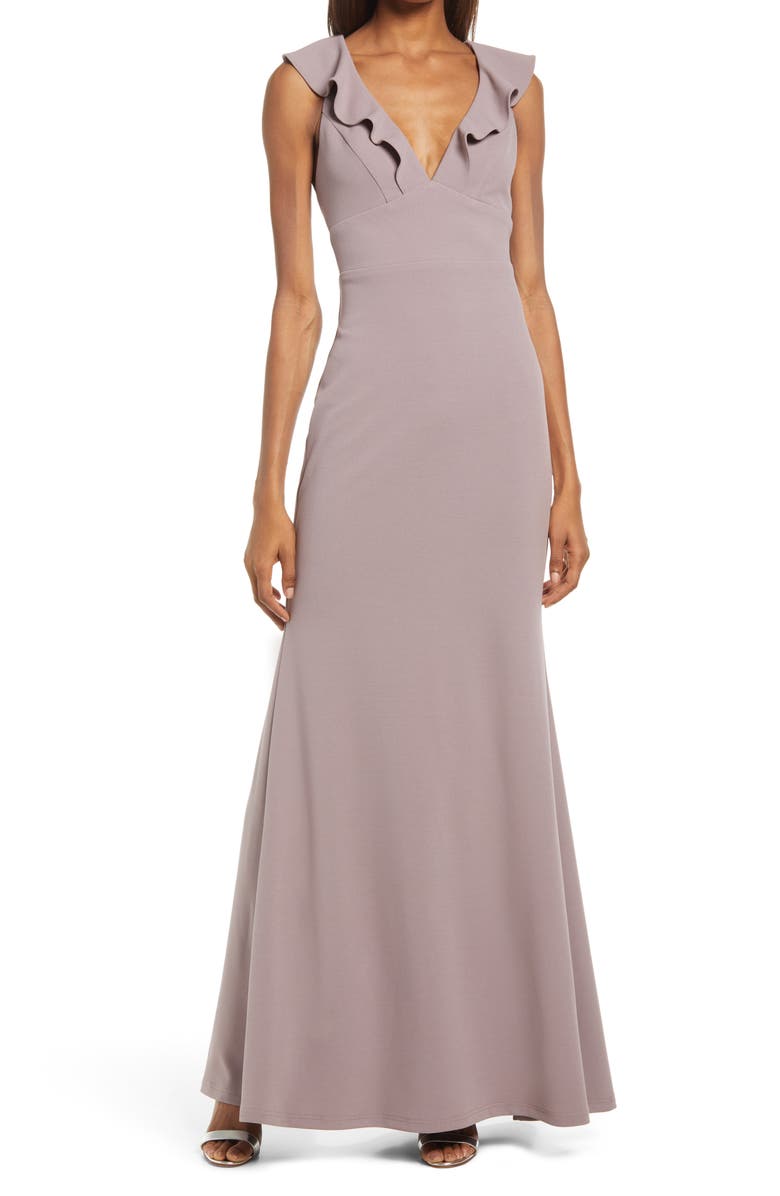 Lulus Perfect Opportunity Ruffle Trumpet Gown, Main, color, 