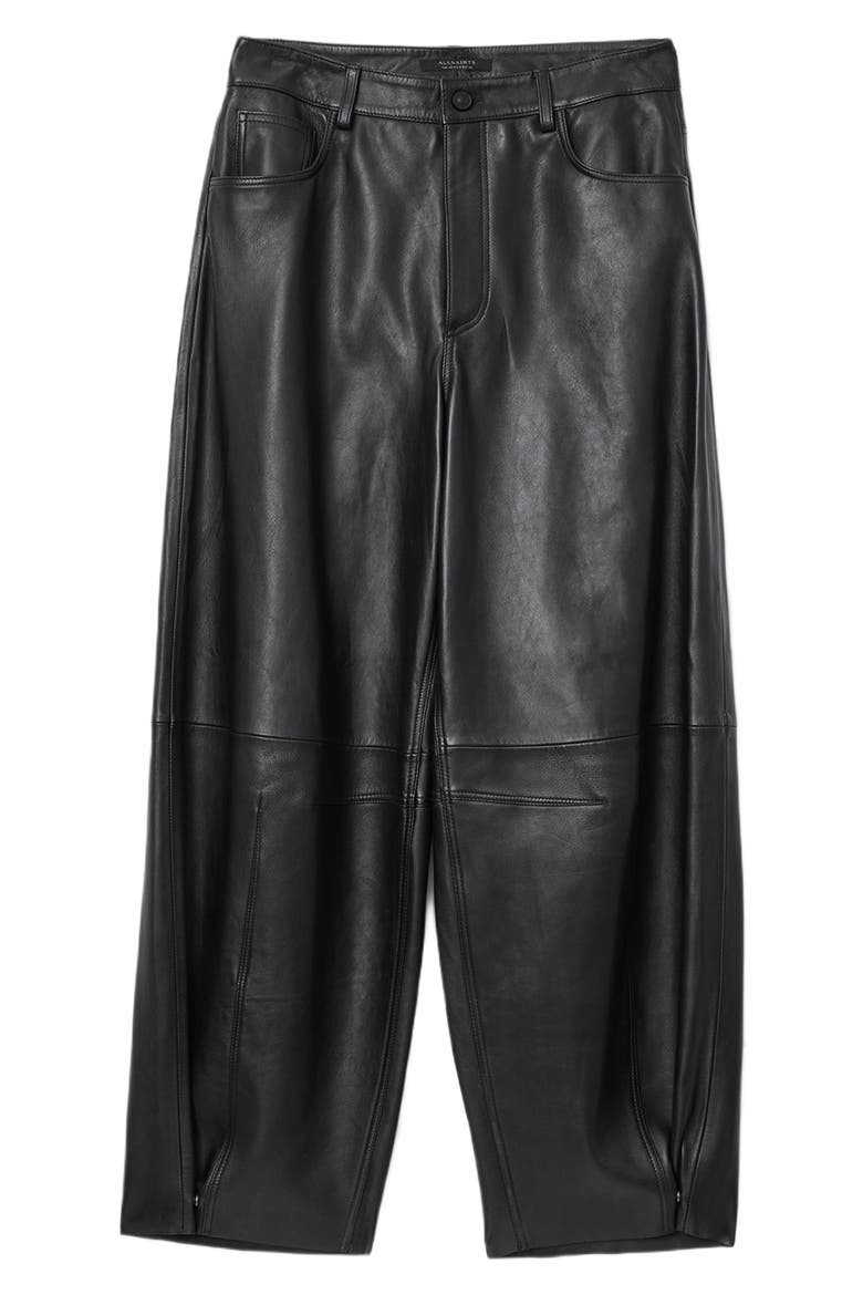 Jett Barrel Leg Leather Pants, Alternate, color, BLACK