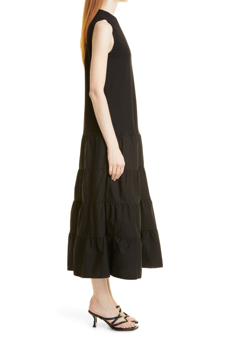 Sleeveless Tiered Maxi Dress, Alternate, color, BLACK