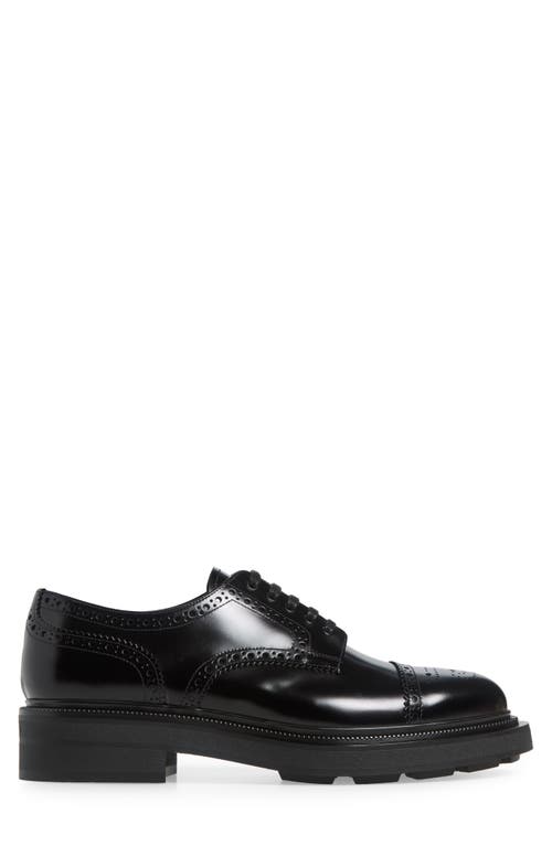 Prada Tyrone Brogue Cap Toe Derby In Nero