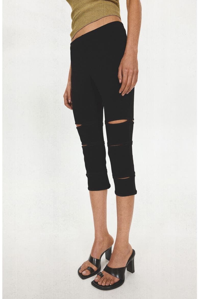 Cutout Capri Leggings, Alternate, color, BLACK