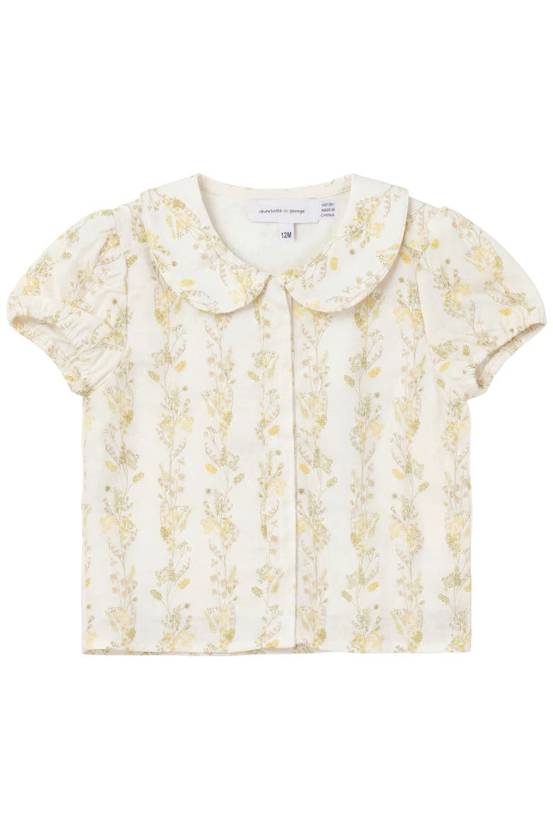 Collar Neckline with Puff Sleeve Blouse, Main, color, Pastel Yellow