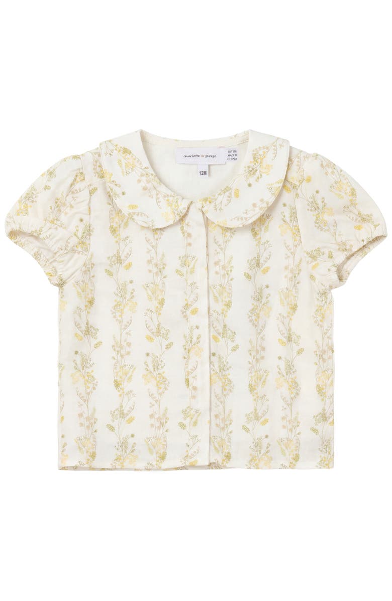 Charlotte & George Collar Neckline with Puff Sleeve Blouse, Main, color, Pastel Yellow
