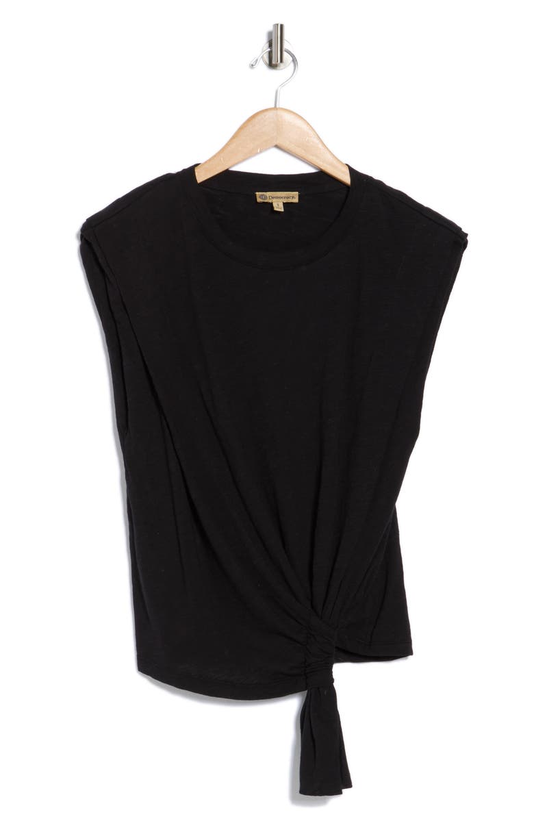 Democracy Tie Front Sleeveless Knit Top, Alternate, color, Black