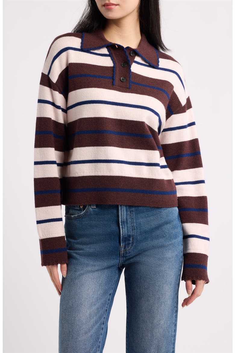 Delora Stripe Polo, Main, color, MULBERRY COBALT