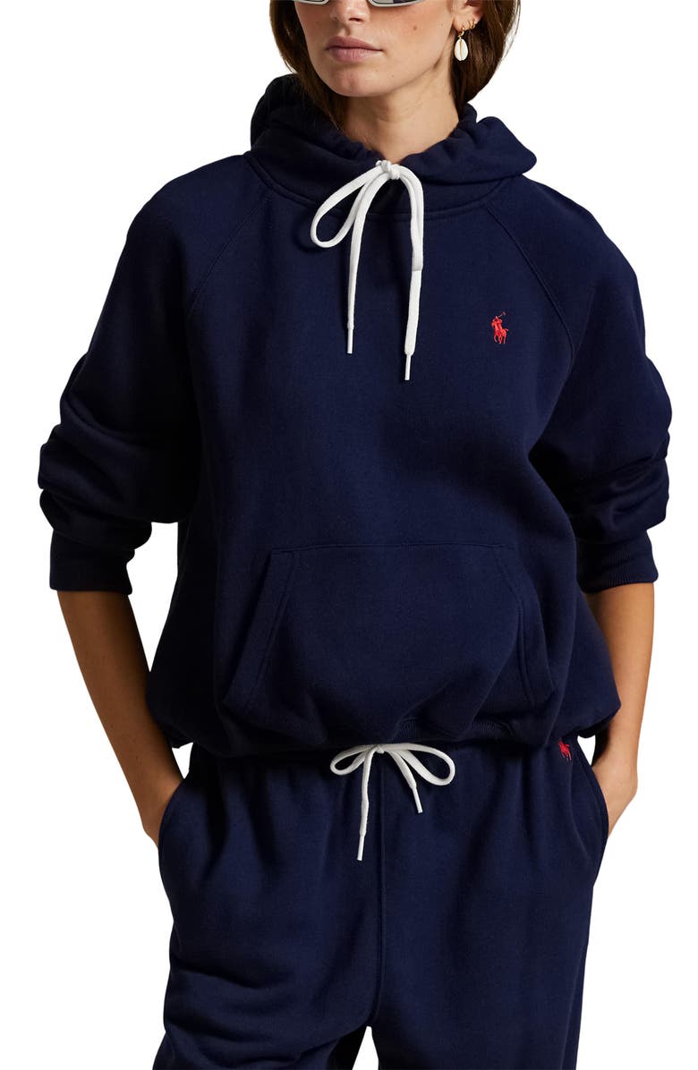 Polo Ralph Lauren Arctic Fleece Shrunken Fit Hoodie, Main, color, Cruise Navy