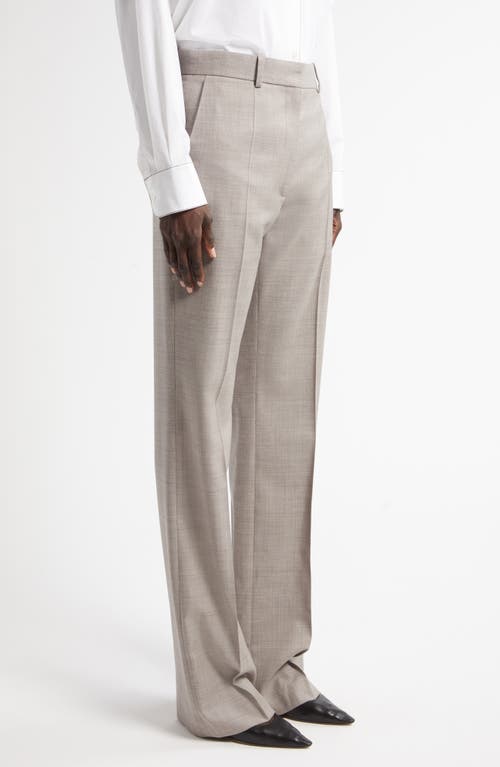 Shop The Row Diane Wool Crepe Straight Leg Pants In Beige Melange