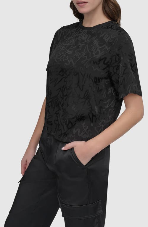 Dkny Scribble Logo Jacquard Top In Black