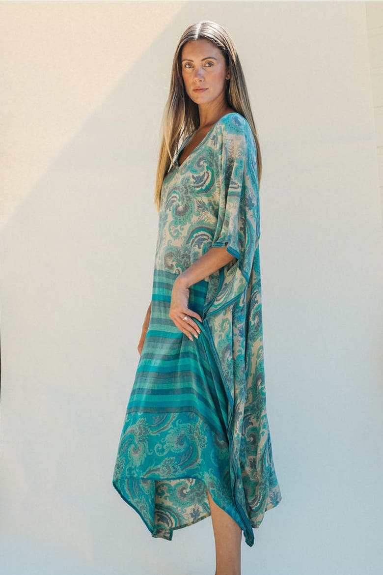 Long Caftan Dume, Alternate, color, Blue