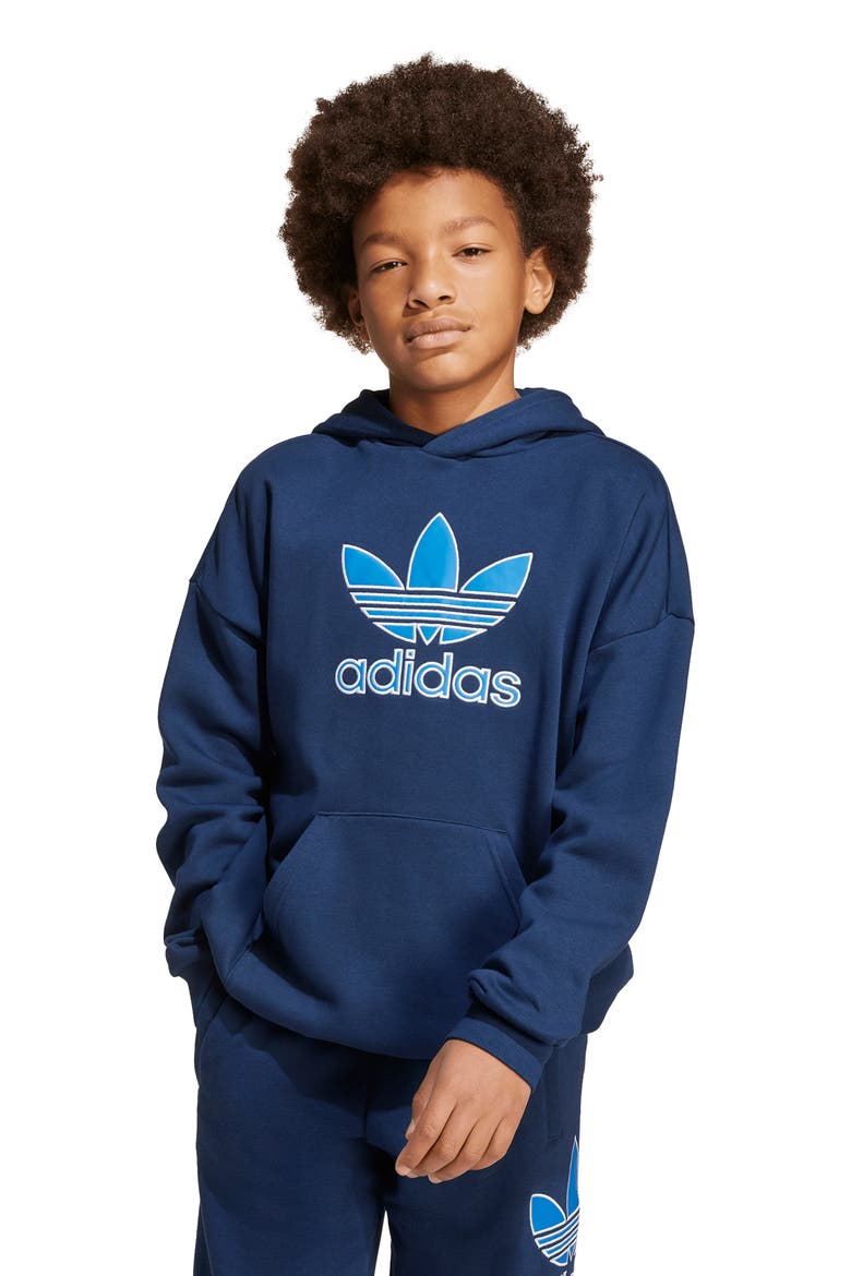 Kids' Trefoil Hoodie, Alternate, color, NIGHT INDIGO