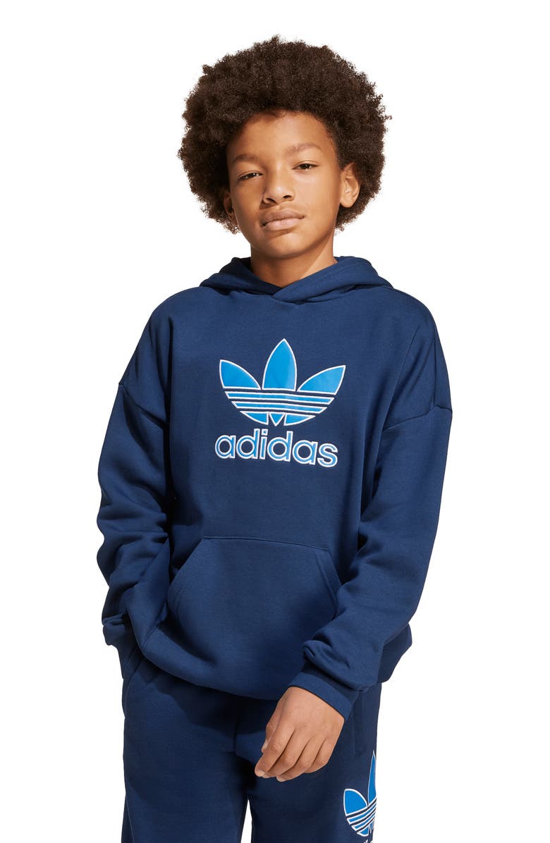 adidas Originals Kids' Trefoil Hoodie, Alternate, color, Night Indigo