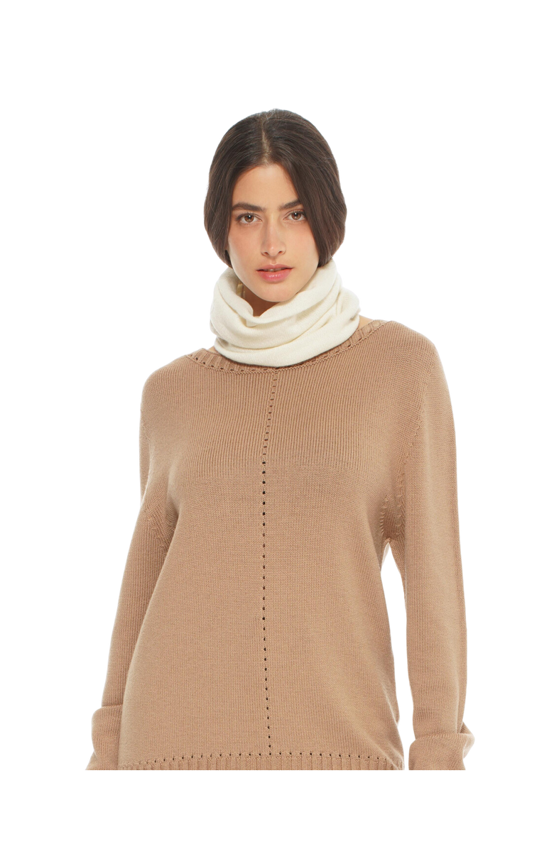 Monticelli Cashmere Pure Cashmere Knit Collar Scarf, Main, color, Milk White