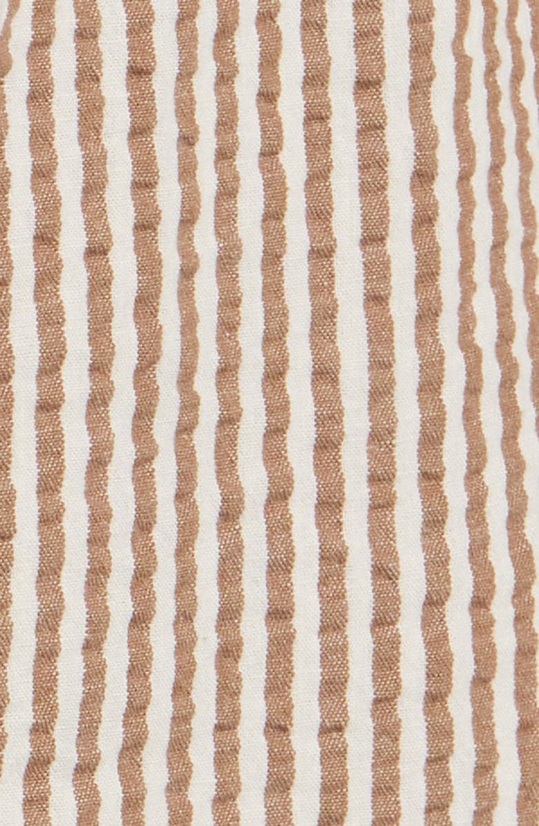 Marine Layer Isla Stripe Cotton & Kapok Seersucker Shorts, Alternate, color, Mocha Stripe