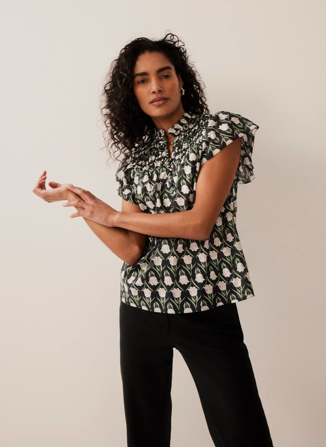 Velvet Mist High Collar Blouse