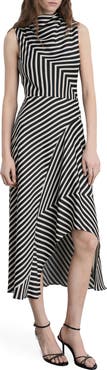 MANGO Dunia Stripe Asymmetric Sleeveless Midi Dress