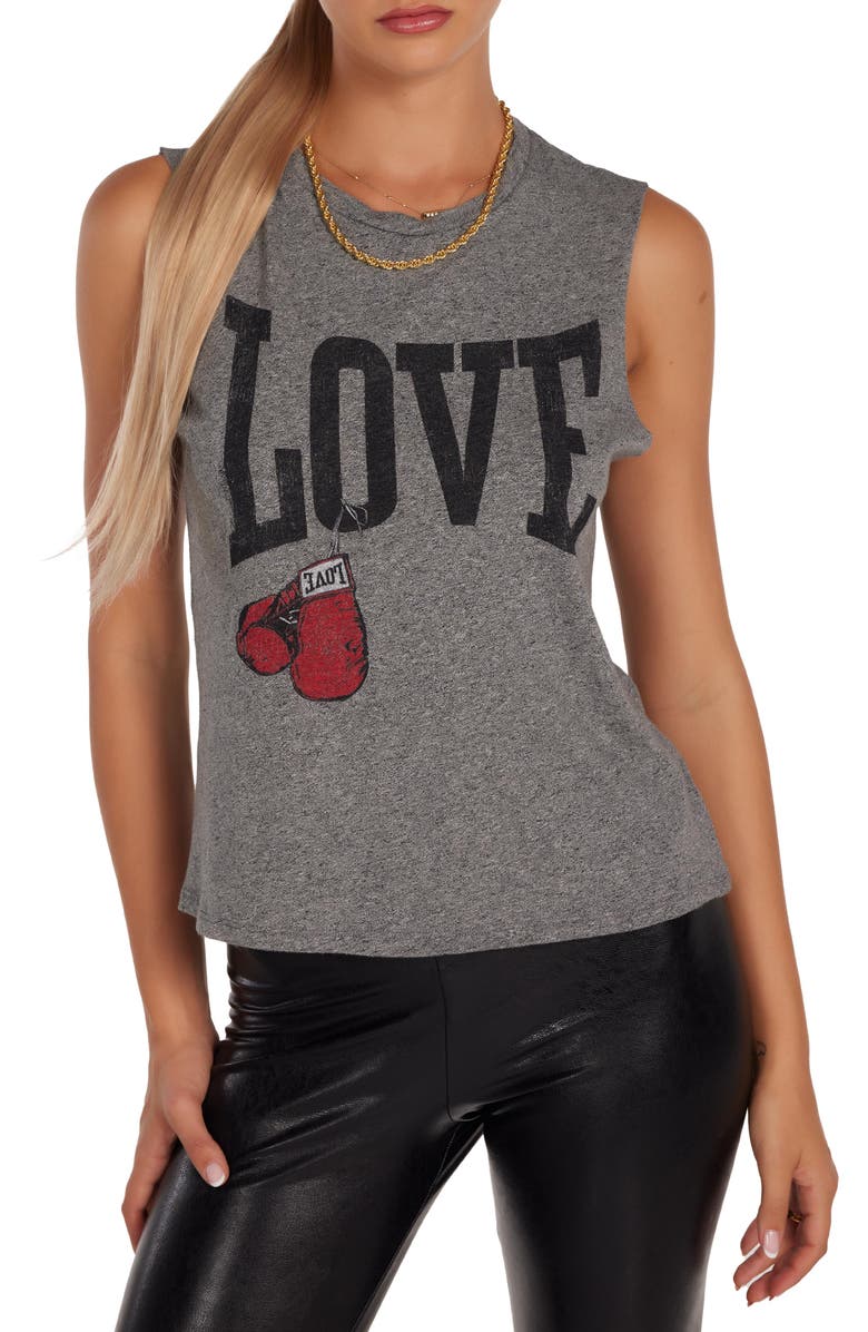 Lauren Moshi Kel Vintage Boxing Love Tee, Alternate, color, Heather Grey