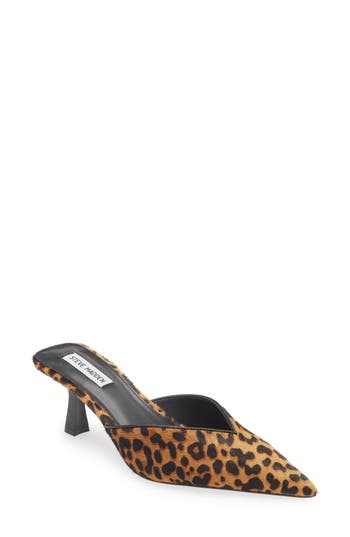 Steve Madden Mod-a Leopard Print Genuine Calf Hair Mule In Brown