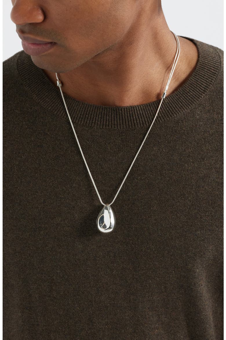 Polished Teardrop Pendant Necklace, Alternate, color, SILVER