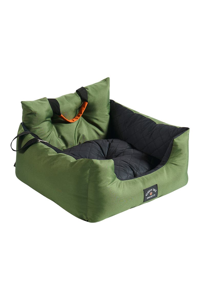 Sleepy Tail Society Cooling Pet Car Seat, Main, color, GREEN/ BLACK