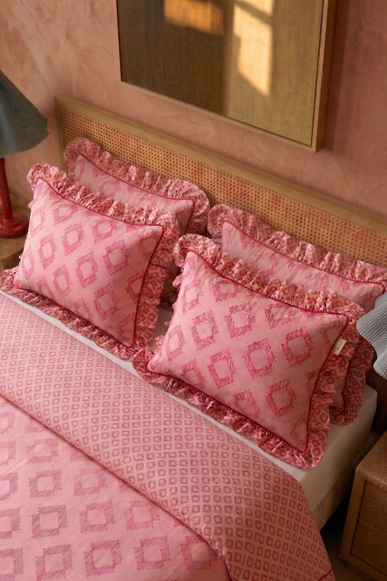 Cotton Diamond Bedding Set, Alternate, color, Pink Diamond