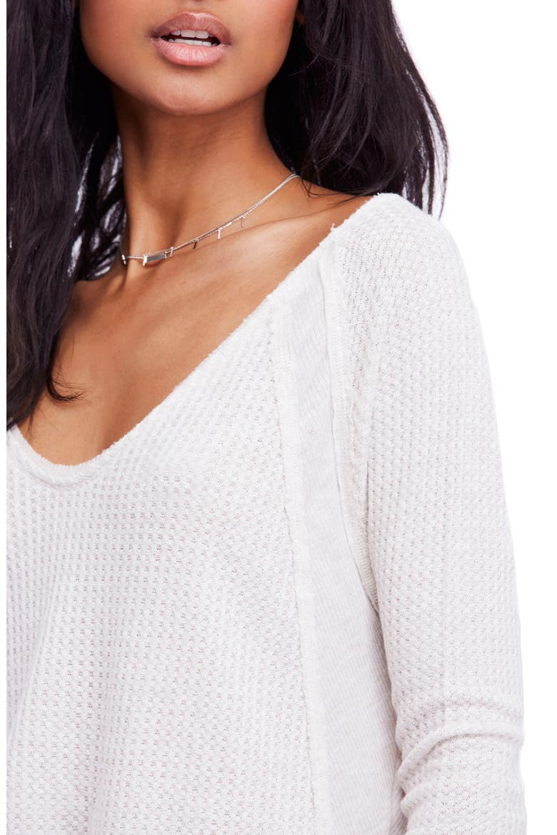 We the Free by Free People Catalina V-Neck Thermal Top, Alternate, color, SAND