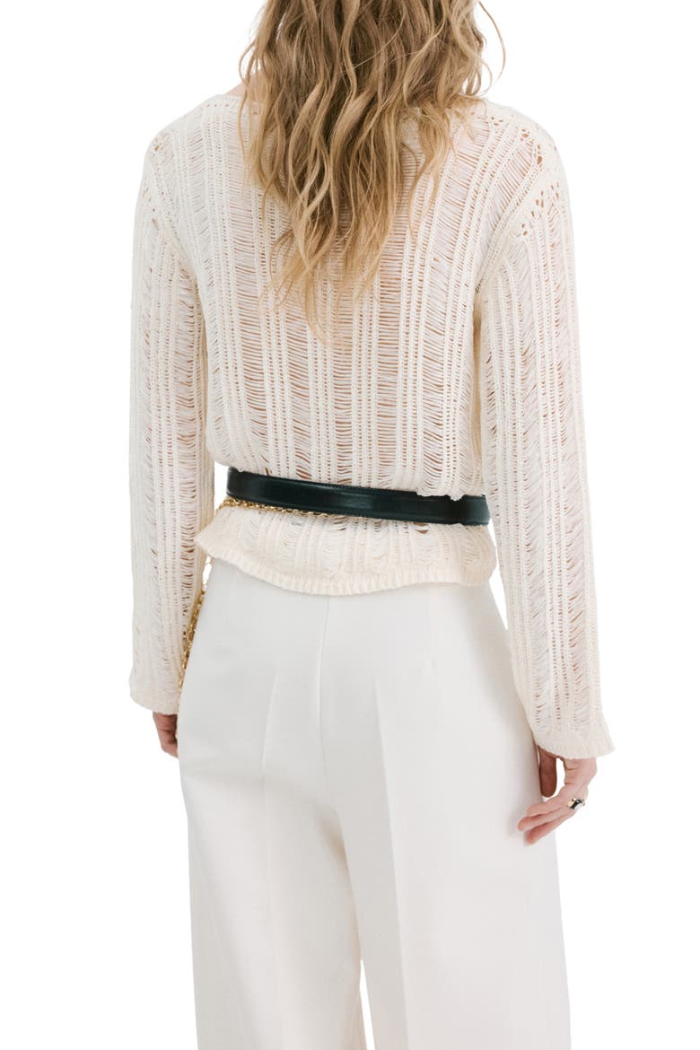 Fray Open Knit Sweater, Alternate, color, ECRU