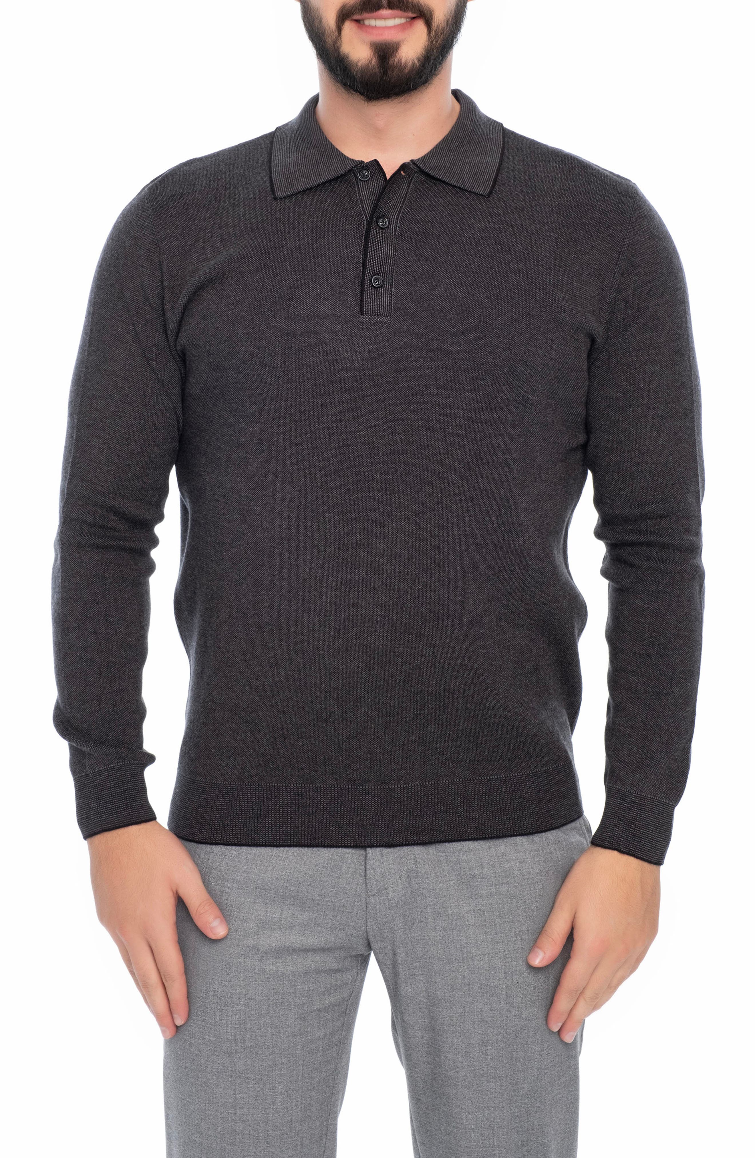 VELLAPAIS Long Sleeve Cotton Polo