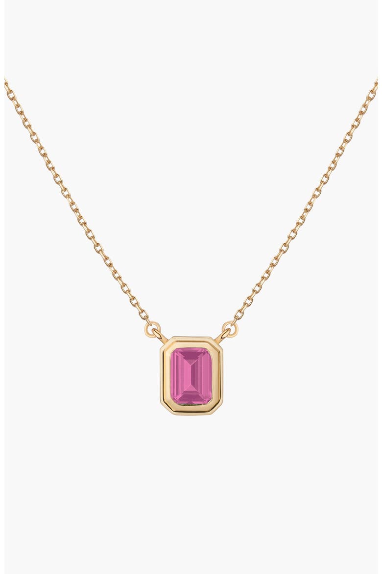 Lab Grown Pink Sapphire Heirloom Necklace, Main, color, Yellow Gold Vermeil