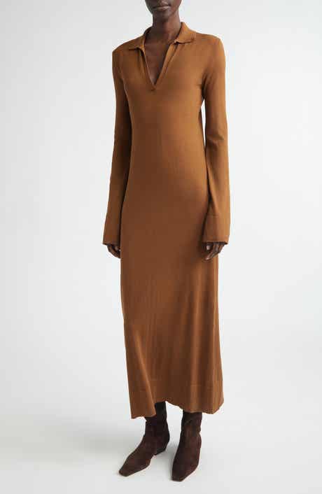 Arp Long Sleeve Cotton & Silk Polo Sweater Dress