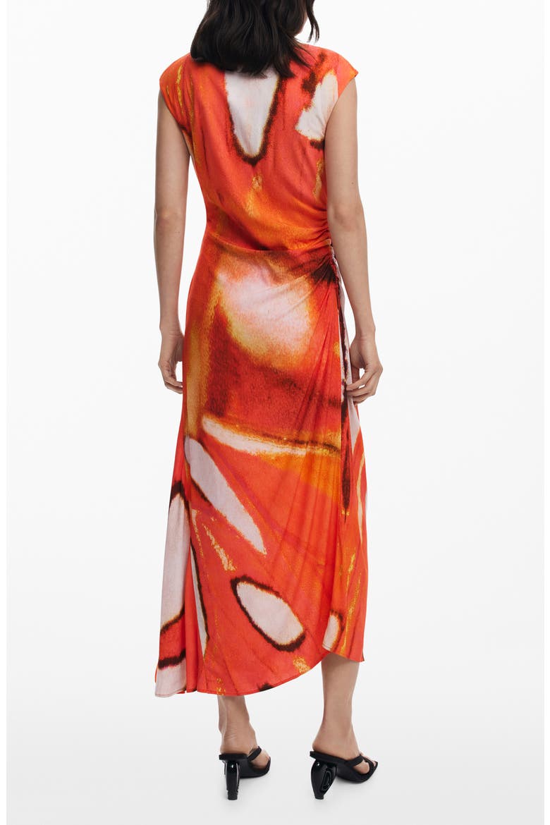 Cap Sleeve Ruched Maxi Dress, Alternate, color, ORANGE