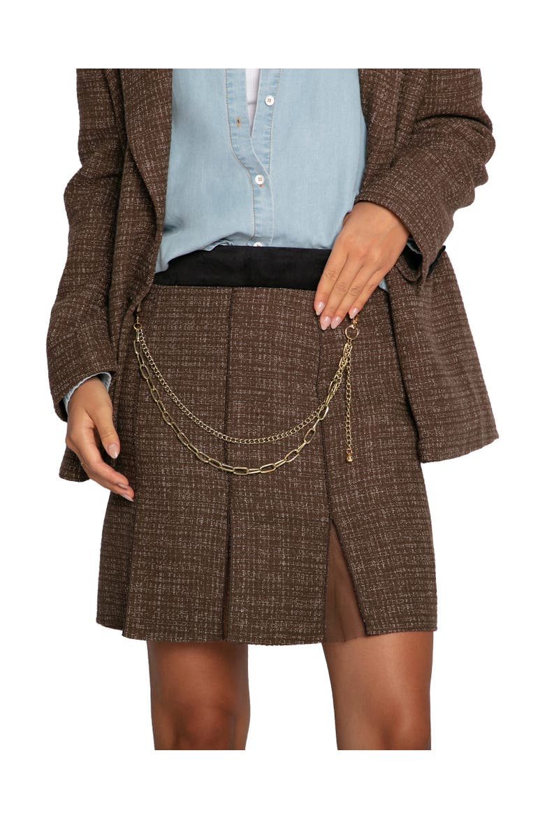 Set Me Free Tweed Skirt, Main, color, Brown