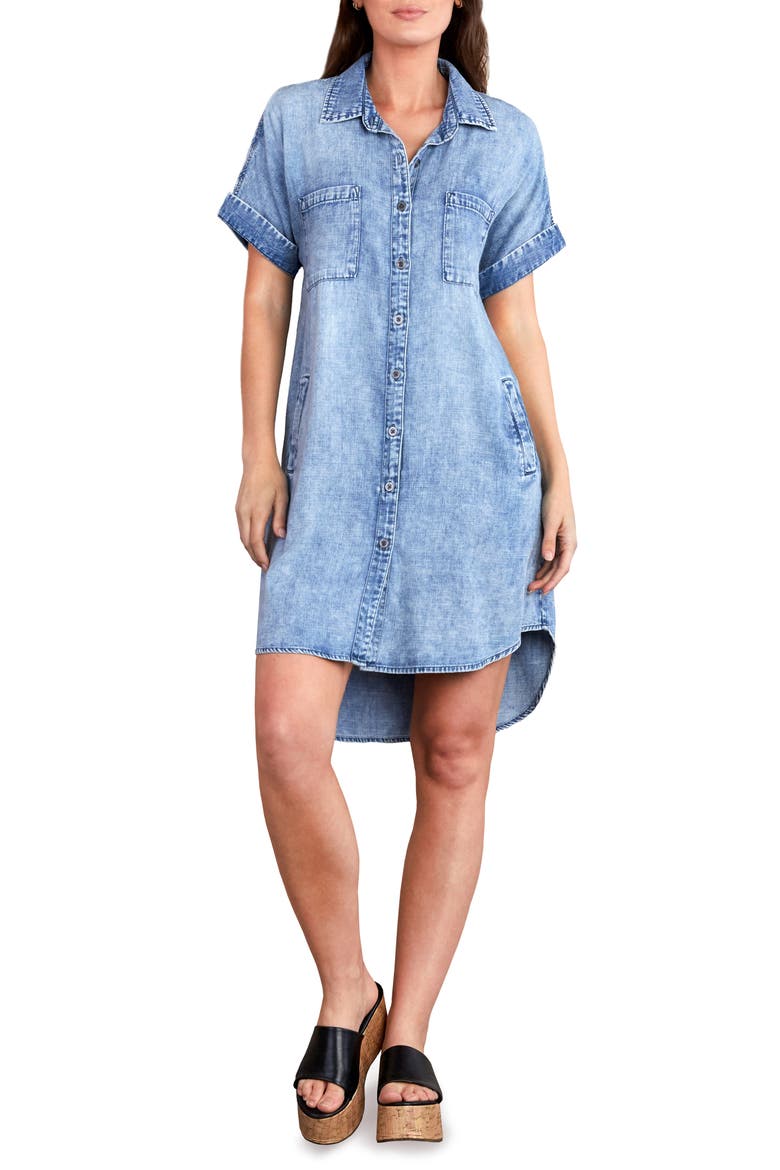Clean Denim Shirtdress, Main, color, FADED BLUE DENIM