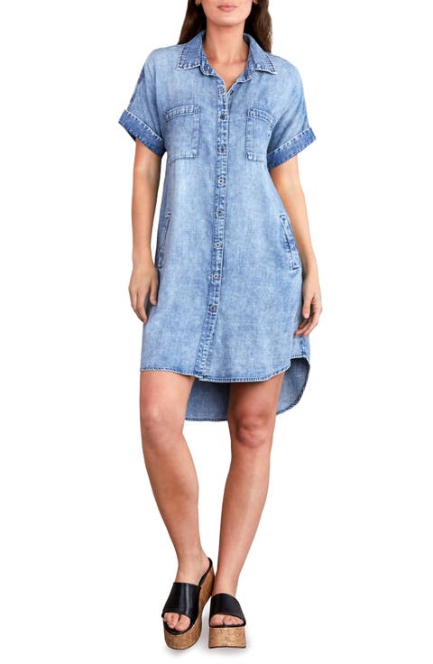 A    AMERI✴︎I LINE DENIM SHIRT DRESS I LINE DENIM SHIRT DRESS