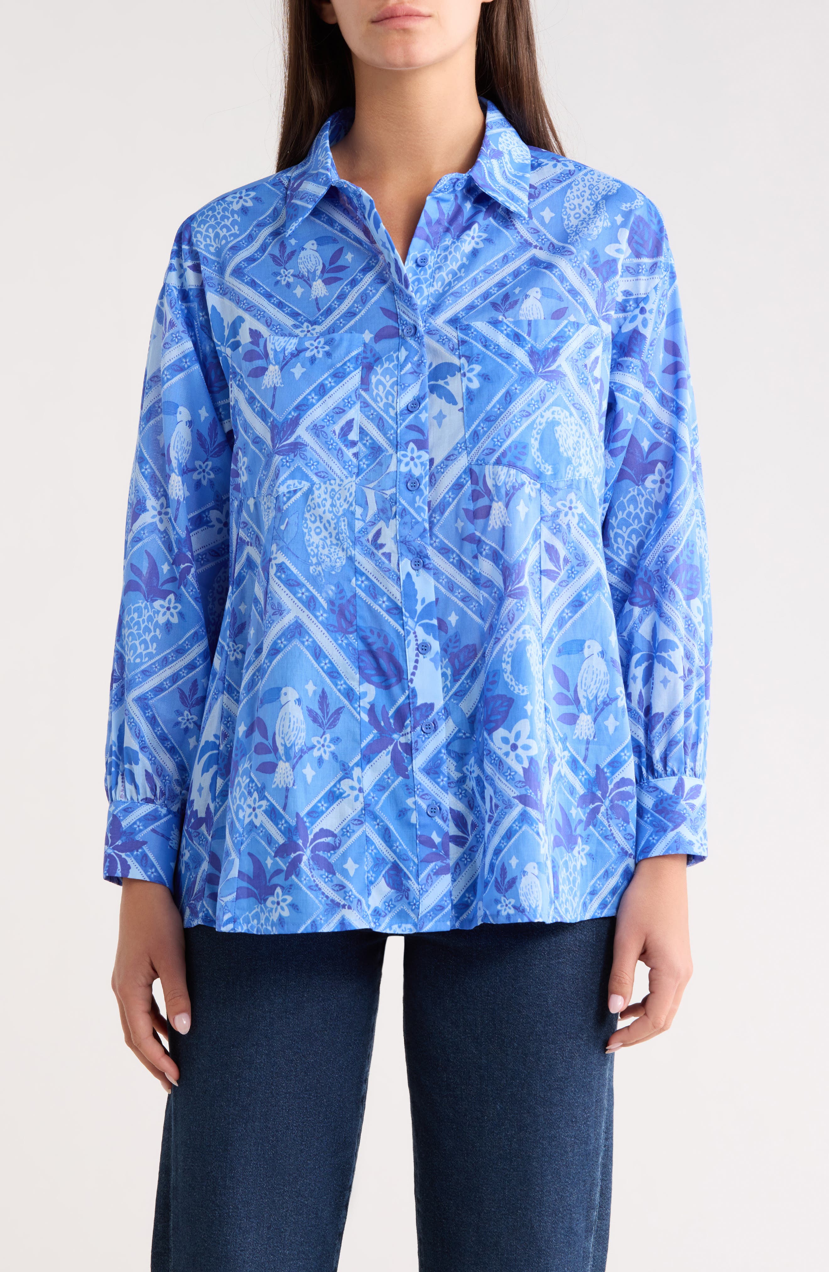Nala Regie Print Cotton Button-Up Shirt - image 3
