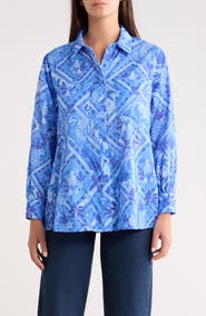 SUGARLIPS Nala Regie Print Cotton Button-Up Shirt