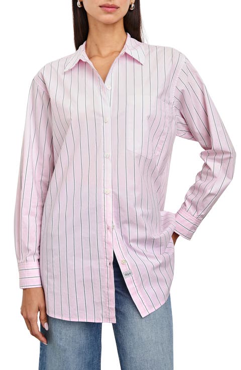 Elsa Stripe Cotton Button-Up Shirt